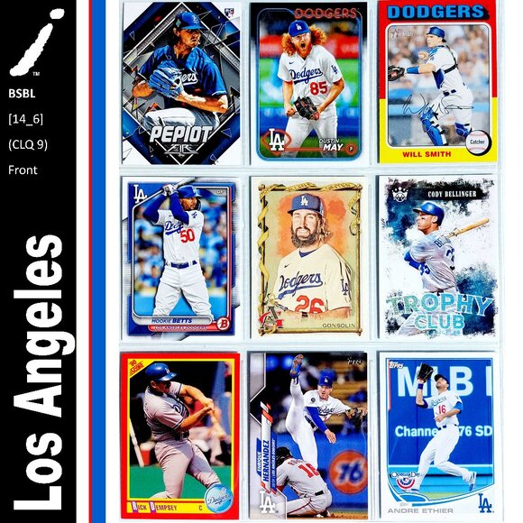 Los Angeles Dodgers 9 Card Lot - BSBL [14_6] - Picture 1 of 2